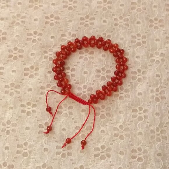 New Natural Red Agate Mini Beads Size 4mm Handmade Bracelet - Picture 2 of 7